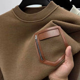 Advbridge Autumn Winter Men Trendy Vintage Simple Fleece Warm Sweatshirt Y2K Casual StreetwearHoodie Solid Long Sleeve Loose Pullover Tops