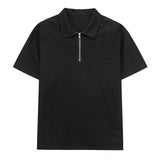 ADVBRIDGE  -  Summer men's business polo shirt, summer lapel zipper casual ice silk breathable black short sleeve men's T-shirt