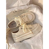 ADVBRIDGE  -  Women's Thick Bottom Canvas Shoes Summer Thin Style Versatile Design Rubber Sole Pure Color Adult Unisex Fashionable Board Shoes