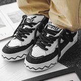 Advbridge Men Trendy Casual Breathable Sneakers Letter Letter Color Blocking Couple Skateboard Shoes Round Toe Lace Up Flat Bread Shoes