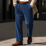 Advbridge Autumn Winter Men Velvet Suit Pants Leisure Oblique Insertion Pocket Straight Trousers Comfortable Business Vacation Casual Pant