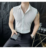 ADVBRIDGE  -  Slim Korean Style Sleeveless Trendy Business Casual Men's Hollow Cool Breathable Vest Shirt
