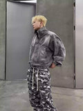 Advbridge Silhouette Three-dimensional Back Armor Splicing Short Denim Jacket Men