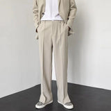 Advbridge Grey Khaki Black Suit Pants Men Fashion Society Mens Dress Pants Korean Loose Straight Wide Leg Pants Mens Formal Trousers