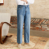 ADVBRIDGE  -  Summer Thin Gentry Vintage Jeans Italian High Waist Straight Taste Casual Long Pants Trendy Men