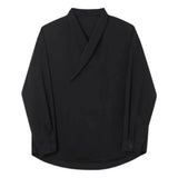 Advbridge Mens V-Neck Basic Casual Long-Sleeved Shirt 2024 New Autumn Winter Genderless Fashion Simple Retro Solid Color Shirt Unisex