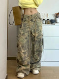 Advbridge Vintage Y2k Camouflage Cargo Pants Women Hip Hop Style Wide Leg Camo Pants Tie-dye Streetwear Grunge Aesthetic 90s Pants