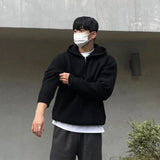 Advbridge Winter Clothing Men's Luxury Knitted Zipper Hooded Pullovers Sweater Casual Streetwear Striped Solid Color Long Sleeve Hoodie