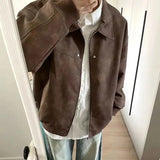 Advbridge PU leather American retro jacket men and women spring and autumn styles lapel baseball jacket couple trendy leather jacket y2k