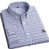 Advbridge S~6XL Cotton Oxford shirts for men long sleeve pocket yellow Plaid Striped Casual Pocket men shirts long sleeve regular fit
