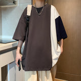 ADVBRIDGE  -  Patchwork Male Short Sleeves Men's Round Neck Summer and Spring Trendy Ice Silk T-shirt Men's Half Sleeve Body T-shirt Q226