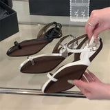 ADVBRIDGE  -  Summer Pointed Clip Toe Flat Heels Women Sandals Fashion Buckle Strap Casual Beach Party Flip Flops Shoes