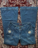 Advbridge Streetwear Fashion Blue Washed Flowers Embroidered Baggy Jeans Women Y2K Harajuku Vintage Hip Hop Casual Slim High Waisted Jeans