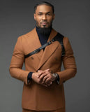 Advbridge New Brown Men Suits Blazer Wedding Suit Prom Slim Fit 2 Pieces Groom Tuxedos Best Mens Party Suits (Jacket+Pants) Custom Made
