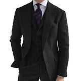 Advbridge Gray Wool Tweed Winter Men Suit's For Wedding Formal Groom Tuxedo Herringbone Male Fashion 3 Piece Suit (Jacket + Vest + Pants)