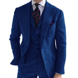 Advbridge Gray Wool Tweed Winter Men Suit's For Wedding Formal Groom Tuxedo Herringbone Male Fashion 3 Piece Suit (Jacket + Vest + Pants)