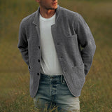 Advbridge Spring Autumn Men Solid Color Jacket Double Pocket Casual Loose Fit Lapel Coat Trendy Fashion Outerwear Outerwear Streetwear