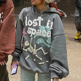 Advbridge Harajuku Hoodies Women Retro Y2k Oversize Zipper Letter Embroidery Sweatshirts Autumn Winter Clothes Women K Pop Clothes Anime