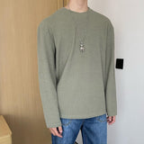 Advbridge Autumn leather pleating solid long sleeve T-shirt men's plate ins soft round innernertrend