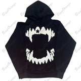Advbridge NEW Vintage Vampire Tooth Print Solid Oversized Hoodie Sweatshirt Women Y2K Street Hip Hop Harajuku Versatile Long Sleeve Couple