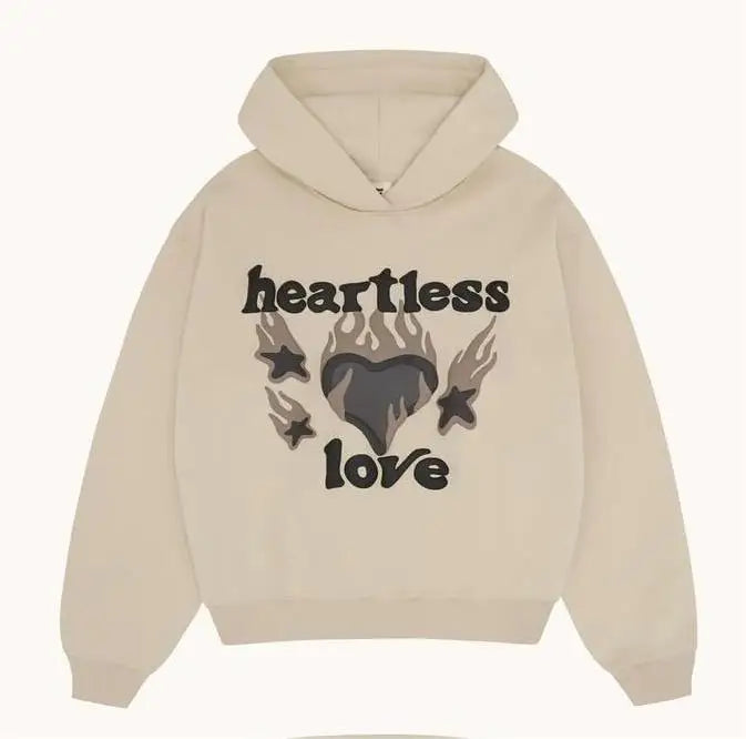 Advbridge 90s Streetwear Broken Hearts Lookbook 3D Letter Foaming Print Hoodies Fashion Retro Trendy Brand Loose Pullover Y2k Sweatshirt Men Clothing