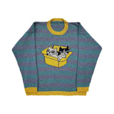 Advbridge Y2K Women's Sweater Clothing Vintage Knitted Wool Sweater Jumper Round Neck Stripe Cute patterns Round Neck Long Sleeve Clothing