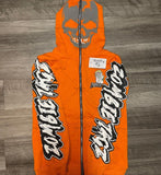 Advbridge Y2K Harajuku Retro Gothic Skull Print Zipper Hoodie Rock Punk Style Oversized Sweatshirt Men Loose Hip-hop American Streetwear