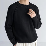 Advbridge Men's patchwork solid color sweater Winter fashion trend slim and simple with Henry collar knit long-sleeved base