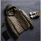 Advbridge Ultra Light Down Jackets  Feather Cotton Hoodie Autumn Winter Men Long Sleeve Zipper Waterproof Lightweight Coat Tops Oversize