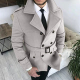 Advbridge Chic Men Woven Lapel Double Row Button Trench Long Sleeve Blazer Jackets Spring Autumn New Slim Business High Quality Suit Coats
