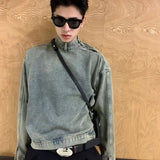 Advbridge Vintage Distressed Men's Denim Sweatshirt Release High Collar Luxury Design Tops Pullover Autumn  Winter Harajuku Unisex Hoodie