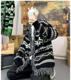 Advbridge Ethnic Style Knitted Cardigan Men Loose Lazy Tassel Sweater Shawl Autumn Winter Hip Hop Couple Knitting Top Coat Streetwear