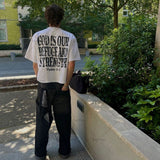 Advbridge Hip-hop Trendy Streetwear High Street Harajuku Retro Combat Vest Printed Oversized T-shirt Gothic Dark Pure Cotton Casual Top