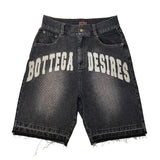 Advbridge 90s Streetwear Y2K Retro Denim Shorts Washed Tassel Alphabet Embroidery Pattern Jorts Men Harajuku Hip Hop Trend Versatile Unisex Baggy Shorts