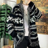 Advbridge Ethnic Style Knitted Cardigan Men Loose Lazy Tassel Sweater Shawl Autumn Winter Hip Hop Couple Knitting Top Coat Streetwear
