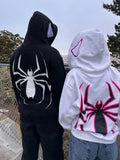 Advbridge y2k Woman clothing Spider Print Hoodie Pullover Sweatshirt High Street Anime Oversize Hip Hop Winter Clothes Long Sleeve Tops