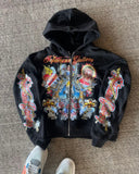 Advbridge Trendy Brand New Streetwear Jacket Retro Gothic Letter Print Zipper Hoodie Men Hip-hop Punk Style Casual Oversized Sweatshirt