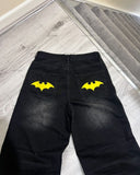 Advbridge American Style Baggy Oversized Jeans Y2K Harajuku Retro Hip-hop Streetwear Gothic Bat Pattern Casual Straight Wide-leg Pants Men