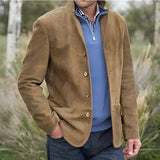 Advbridge Vintage Mens Jackets Autumn Classy Solid Color Turndown Collar Blazer Top Fashion Casual suit Coat British Style Jacket Clothing