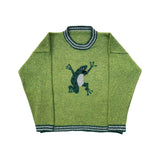 Advbridge Y2K Women's Sweater Clothing Vintage Knitted Wool Sweater Jumper Round Neck Stripe Cute patterns Round Neck Long Sleeve Clothing