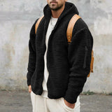 Advbridge New Men's Hooded Jacket Autumn Winter Solid Polar Fleece Warm Long Sleeve Casual Loose Coat  Fashion Hoodies Outerwear For Men