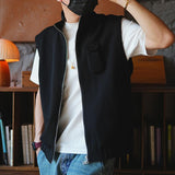 Advbridge Oversized Men's Vest Double zipper Stand Collar Sleeveless Tank Tops Coat American INS Trendy High Street Loose Casual Waistcoat
