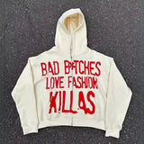 Advbridge Y2k Winter Long Sleeved Hoodie Sweatshirt Oversized Winter Clothes Streetwear Y2k Vintage Punk Graffiti Print Top School Ootd