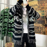 Advbridge Ethnic Style Knitted Cardigan Men Loose Lazy Tassel Sweater Shawl Autumn Winter Hip Hop Couple Knitting Top Coat Streetwear