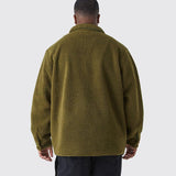 Advbridge New Autumn Winter Men's Loose Plush Jacket Solid Long Sleeve Lapel Button Cardigan Coat Fashion Casual Warm Outerwear Jackets