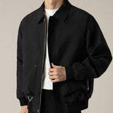 Advbridge Men's elegant solid, Brown black coat, Loze Rappel plush top, zipper short jacket, vintage street wear