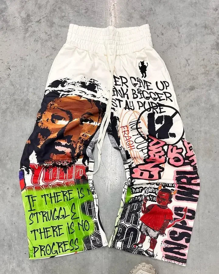 Advbridge Y2K Streetwear Sweatpants Men Women Harajuku Hip Hop Cartoon Graffiti Design Graphic Printed Trousers Gothic Casual Baggy Pants