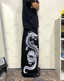 Advbridge Y2K Harajuku Retro Baggy Oversized Sweatpants Gothic Punk Style Dragon Print Straight Casual Pants Men Trendy Brand Streetwear