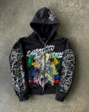 Advbridge Y2k Pullover Long Sleeved Hoodie With Zippered Clothing Vintage Street Rap Trend Dressing High Street Dark Winter Tops 2024