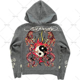 Advbridge Y2K Hoodies Joker Casual Versatile Harajuku Style Zipper Sweatshirt Men Gothic Rock Skull Bones Oversized Hoodie Men Streetwear